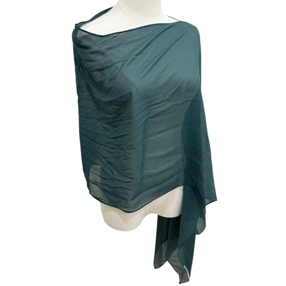 Eileen Fisher Pine Sheer Silk Georgette Chiffon Wrap One Size $138 NWT Green - Picture 12 of 15